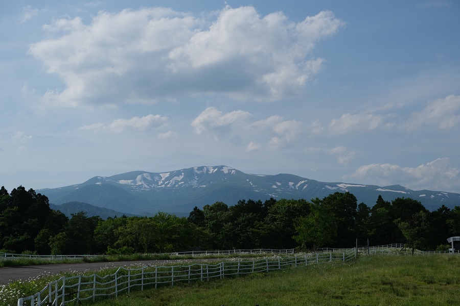 栗駒山6月の残雪の風景写真深山牧野から撮影